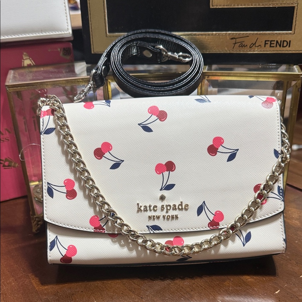 Kate Spade White Crossbody Bag with Cherry Print